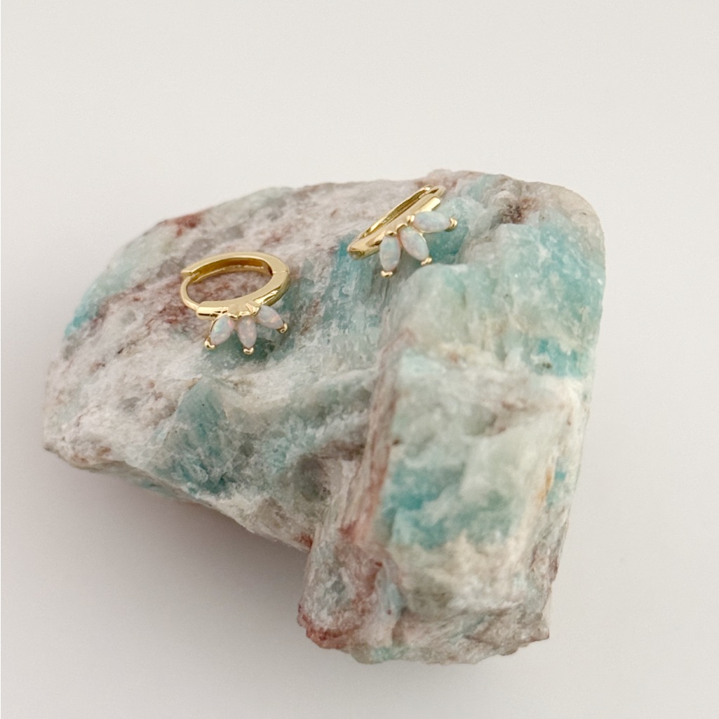 Opal Huggie Earrings